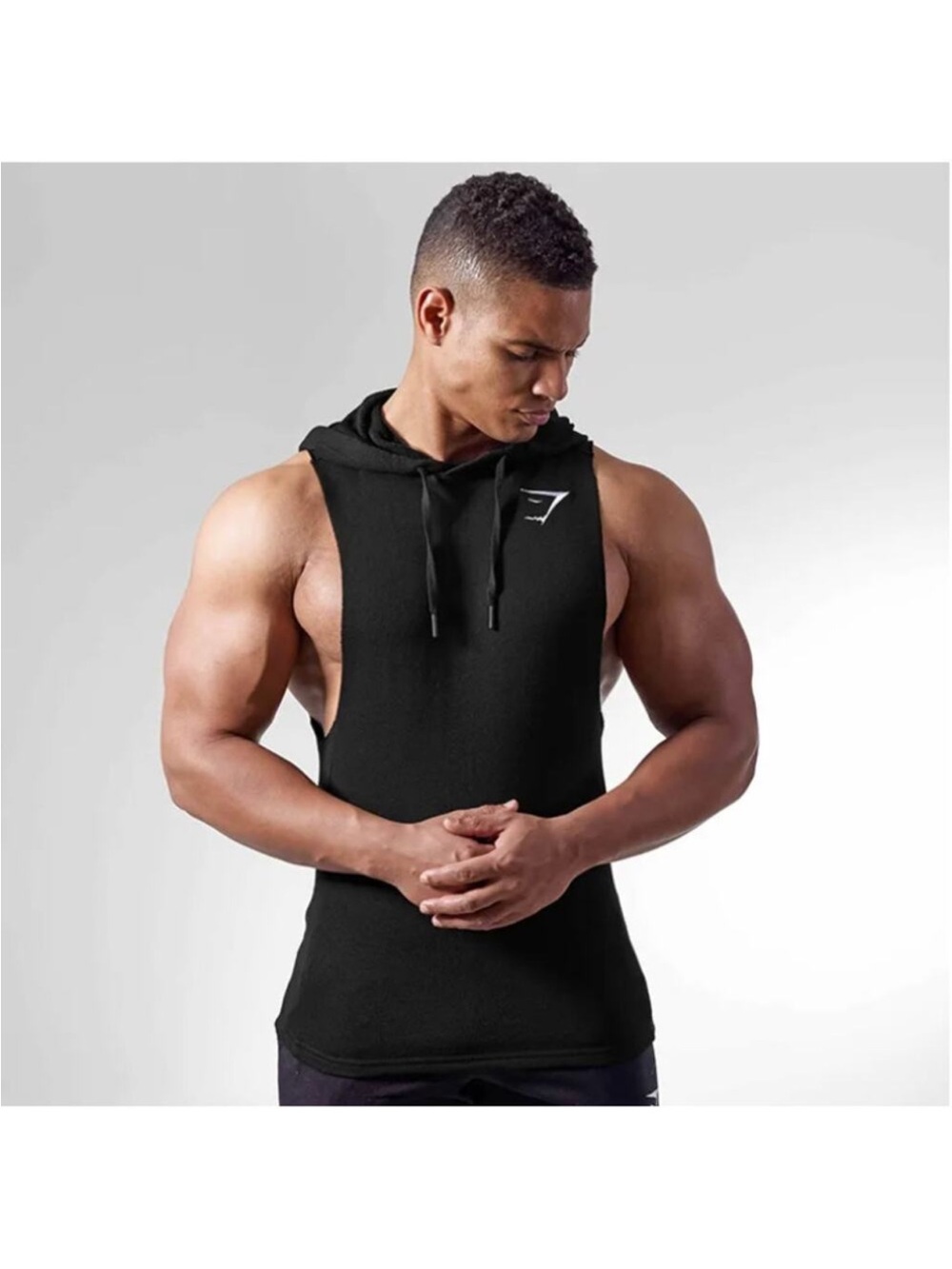 Gymshark Men’s Black Drop Arm Sleeveless Hoodie Tank - Picture 4 of 10
